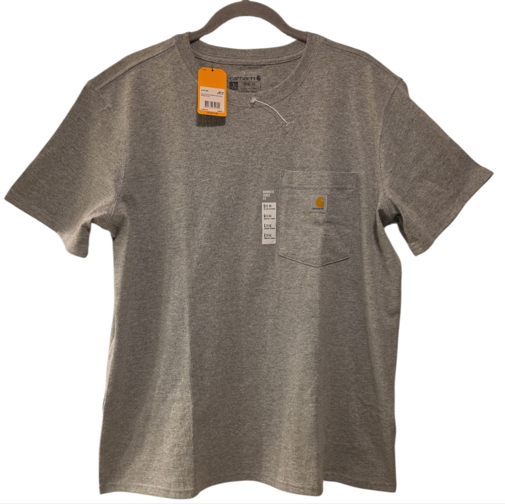 Carhartt, NWT, Loose Fit Heavyweight Short Sleeve 1 Pocket T-Shirt, Gray, Woms L
